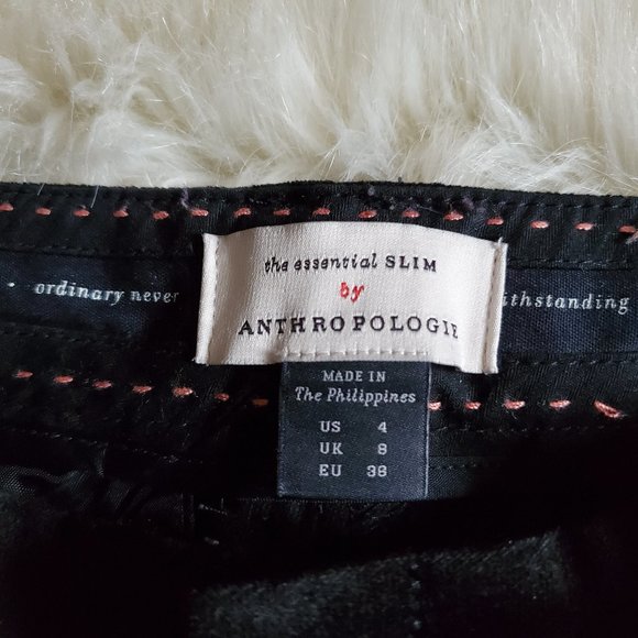Anthropologie Essential Slim Black Velvet Pants 4 - Picture 12 of 16